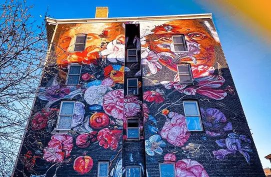 The Pronkstilleven by Gaia mural on The Stuyvesant in Kingston, NY.